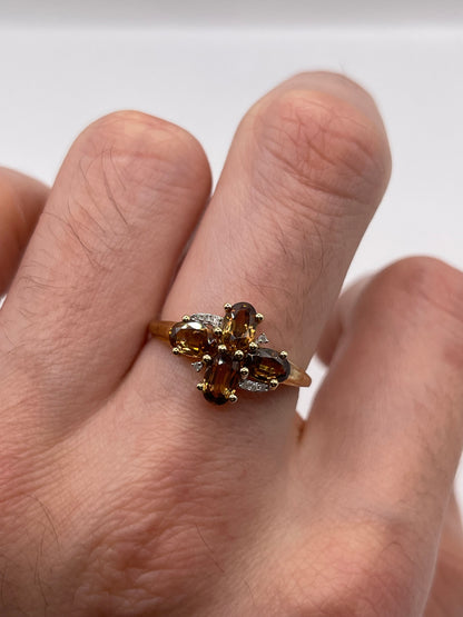 9ct gold quartz and diamond ring