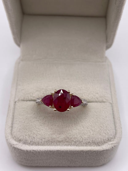 9ct gold ruby and diamond ring