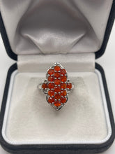 Load image into Gallery viewer, Silver fire opal cluster ring
