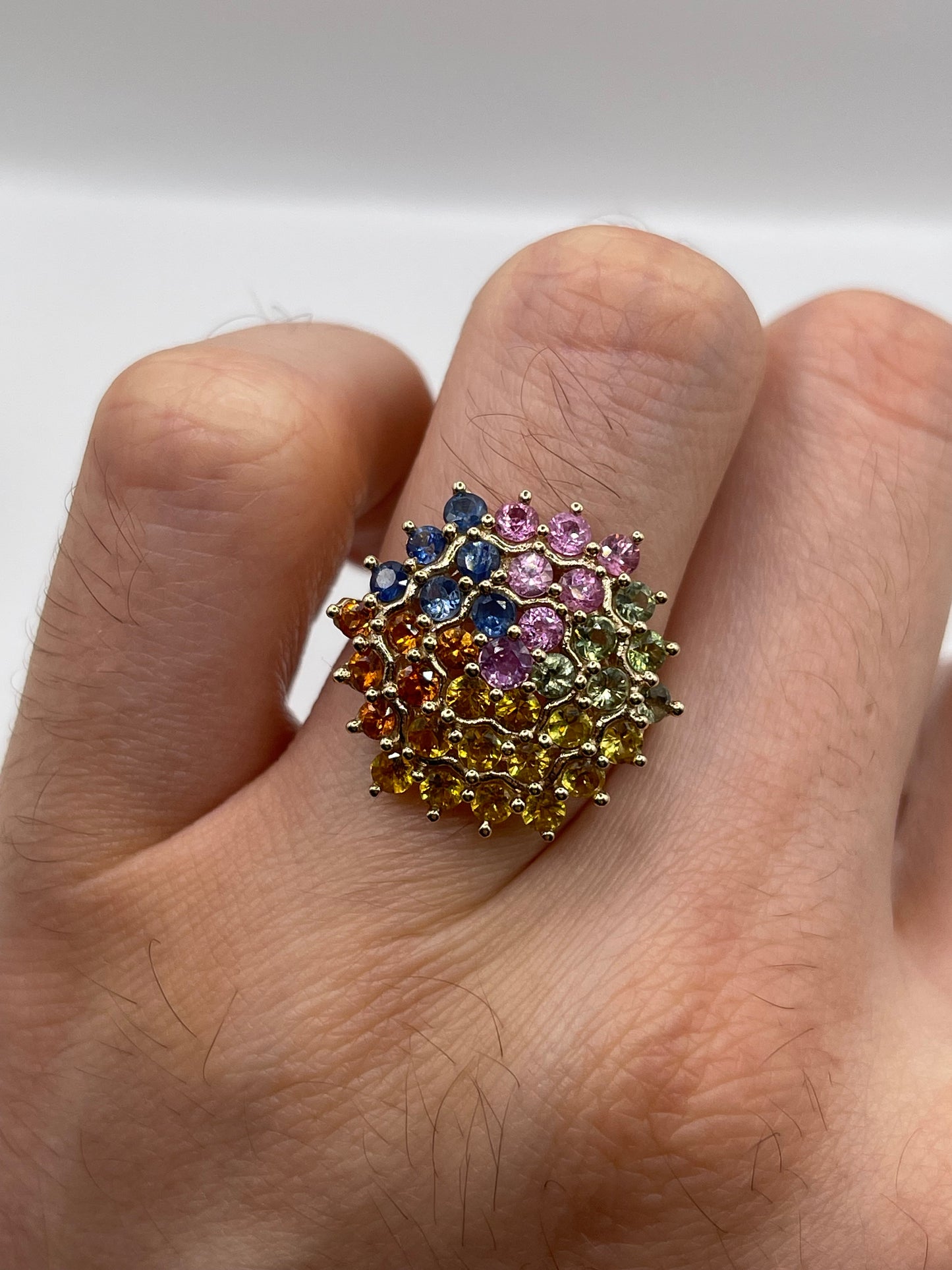 9ct gold sapphire cluster ring