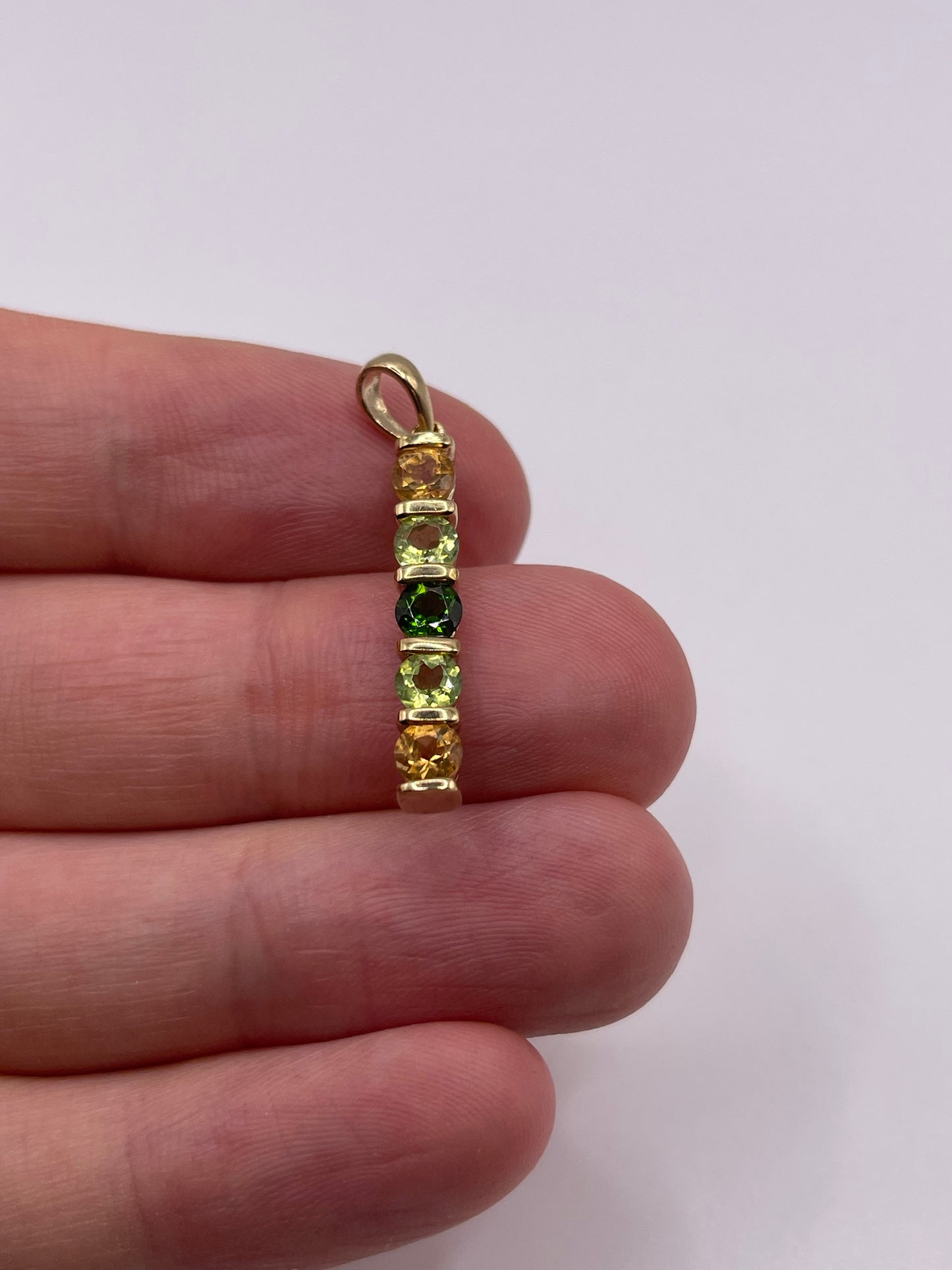 9ct gold multi gemstone pendant