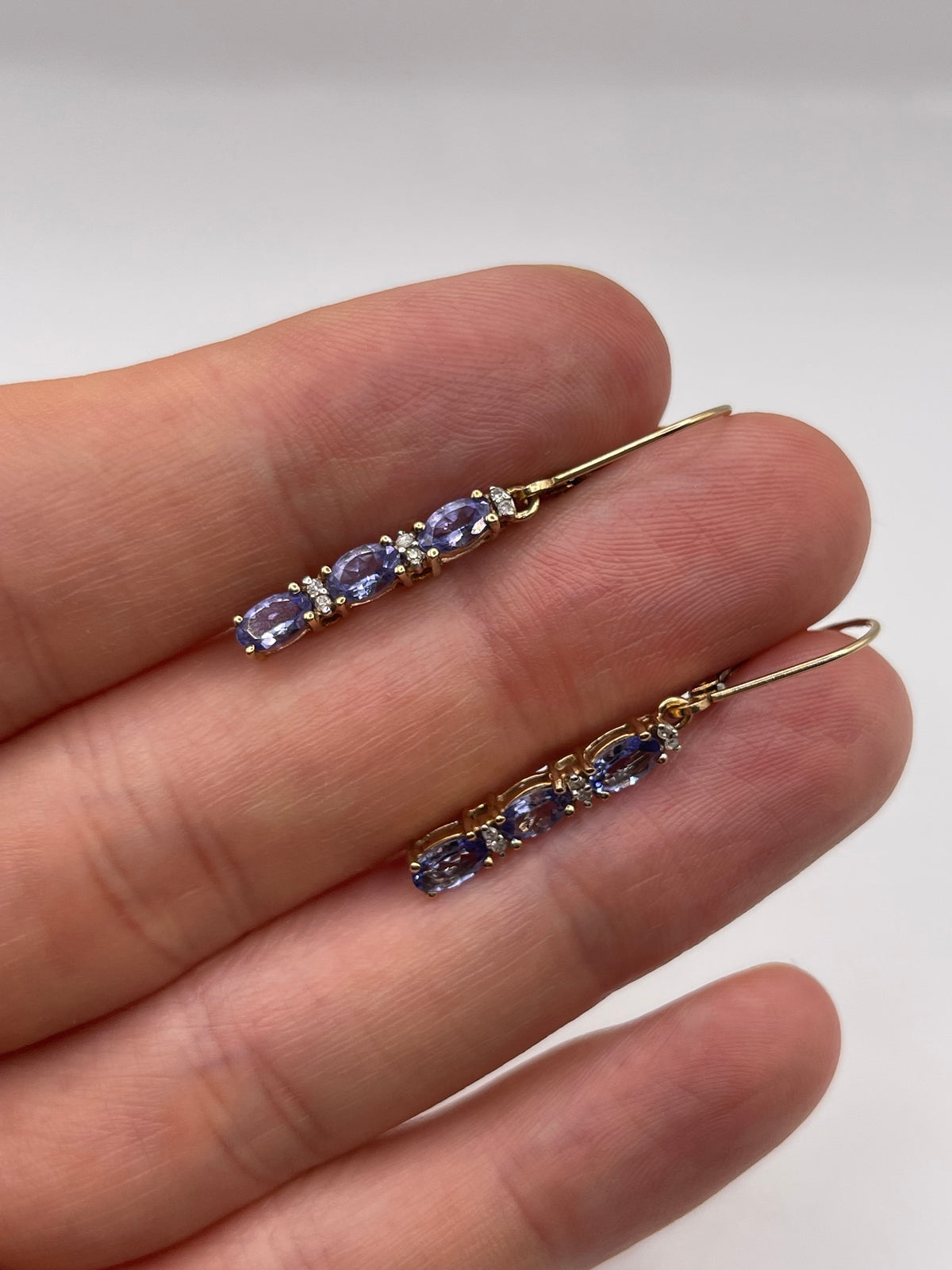9ct gold tanzanite and diamond earrings