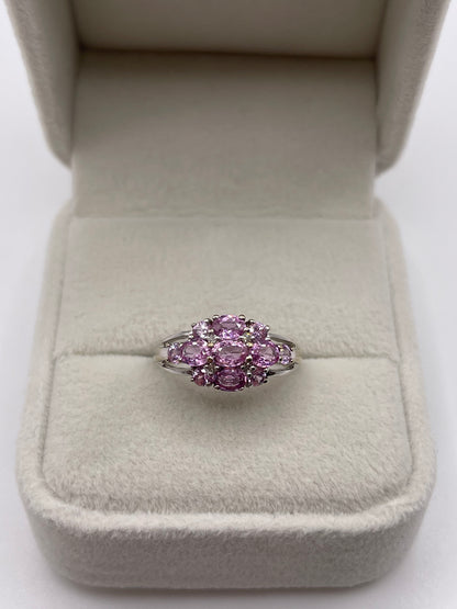 9ct white gold pink sapphire and diamond ring