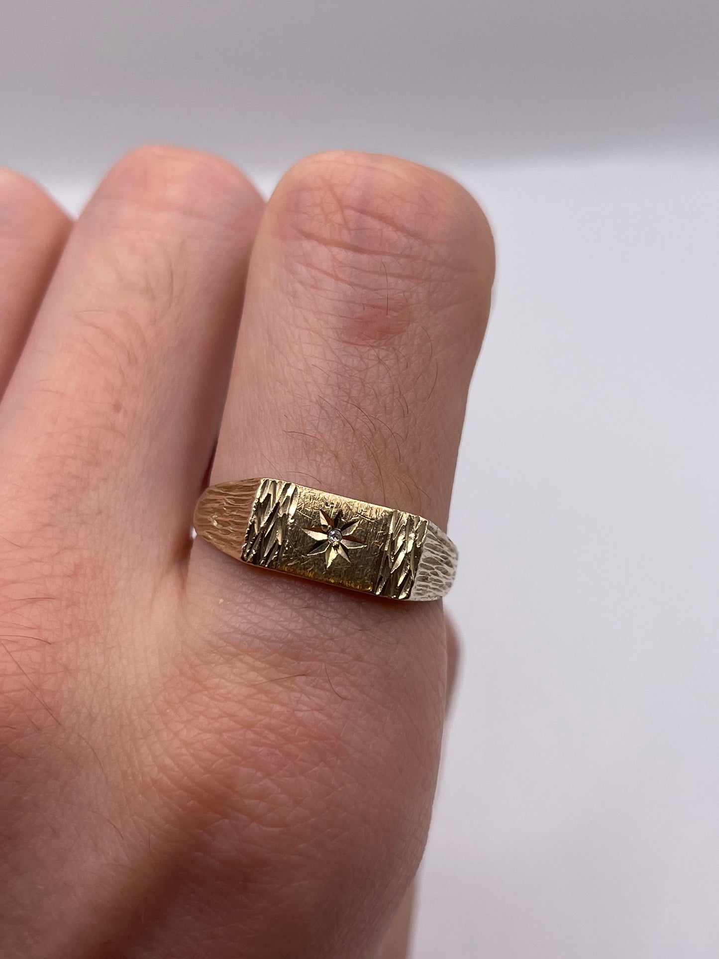 9ct gold diamond signet ring
