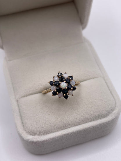9ct gold opal and sapphire ring
