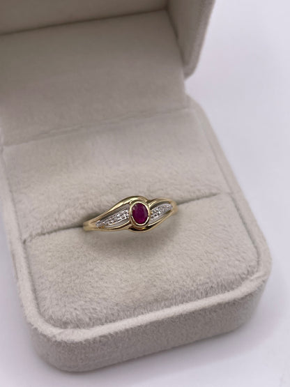 9ct gold ruby and diamond ring