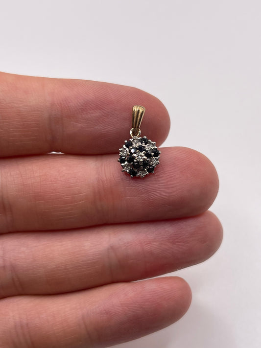 9ct gold sapphire and diamond pendant