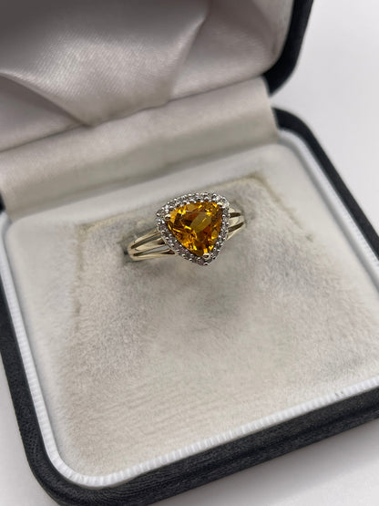 9ct gold citrine and diamond ring