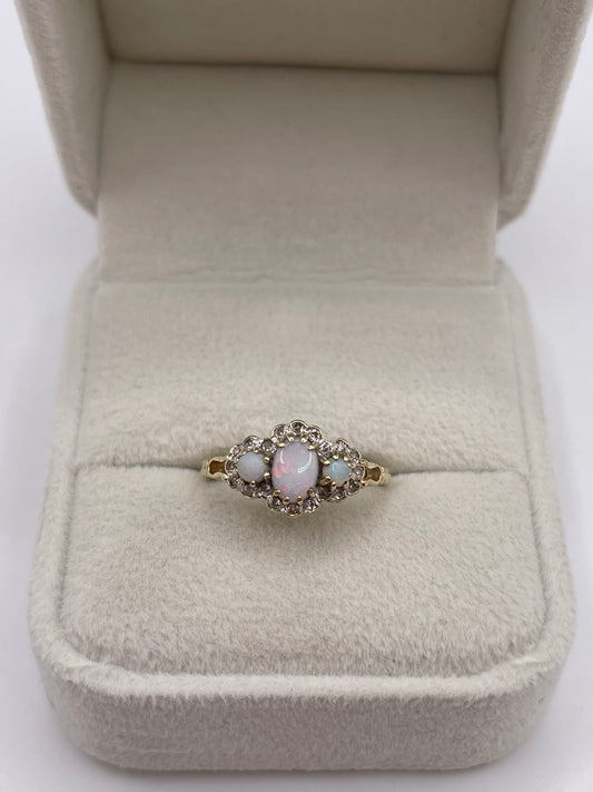 9ct gold opal and diamond ring