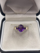 Load image into Gallery viewer, 9ct gold amethyst and diamond ring
