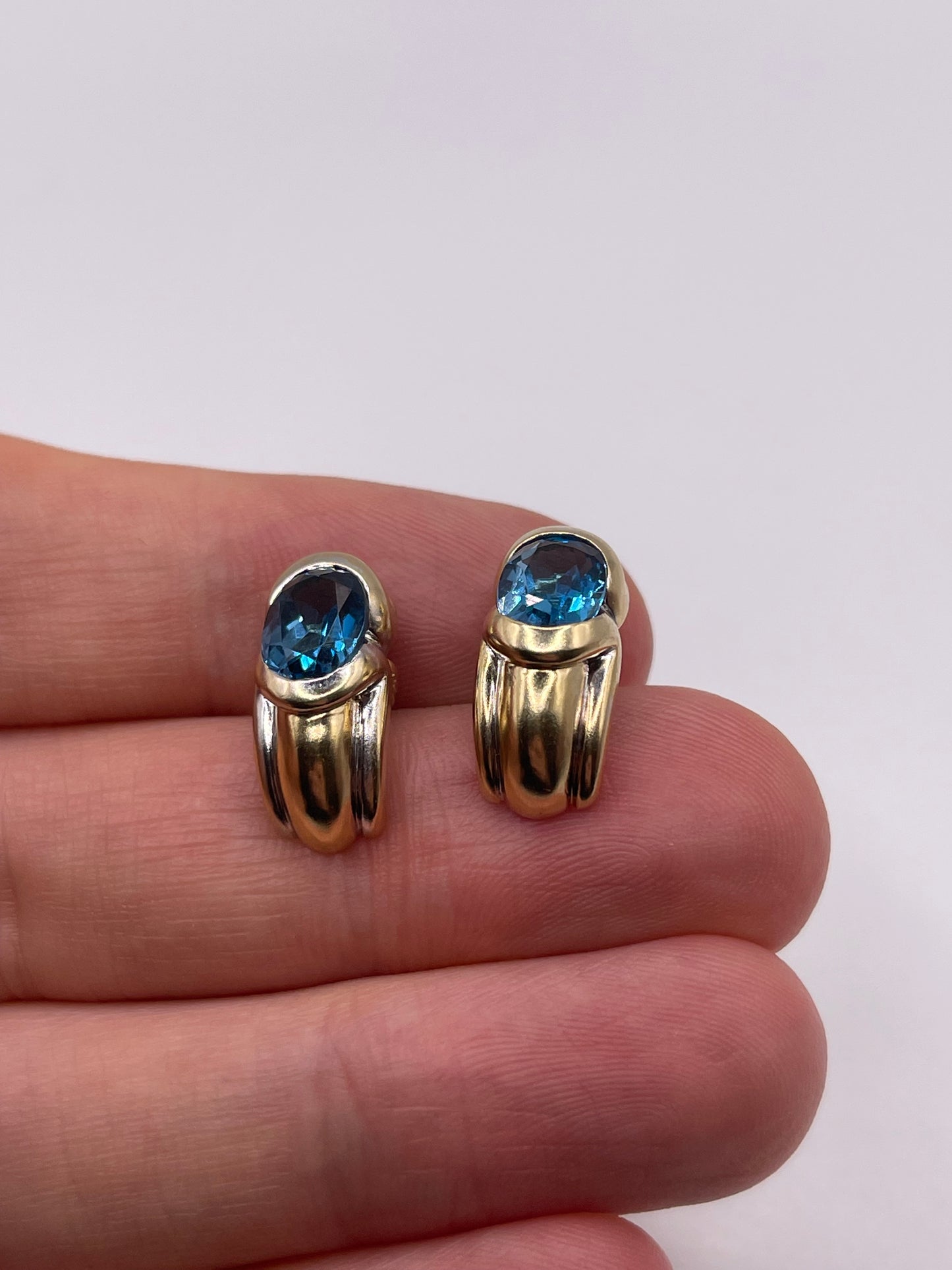 9ct two tone gold topaz earrings