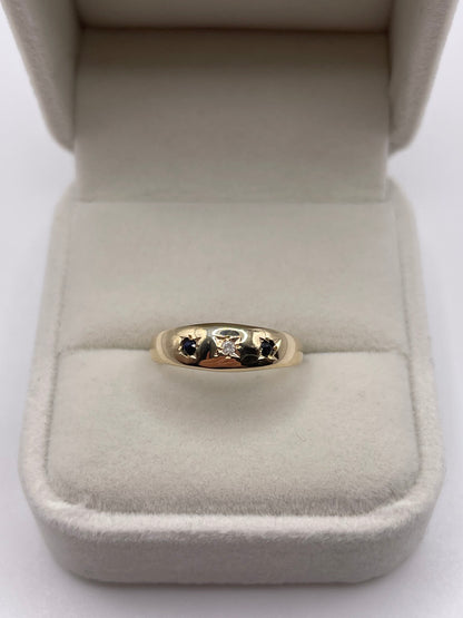 9ct gold sapphire and diamond gypsy ring