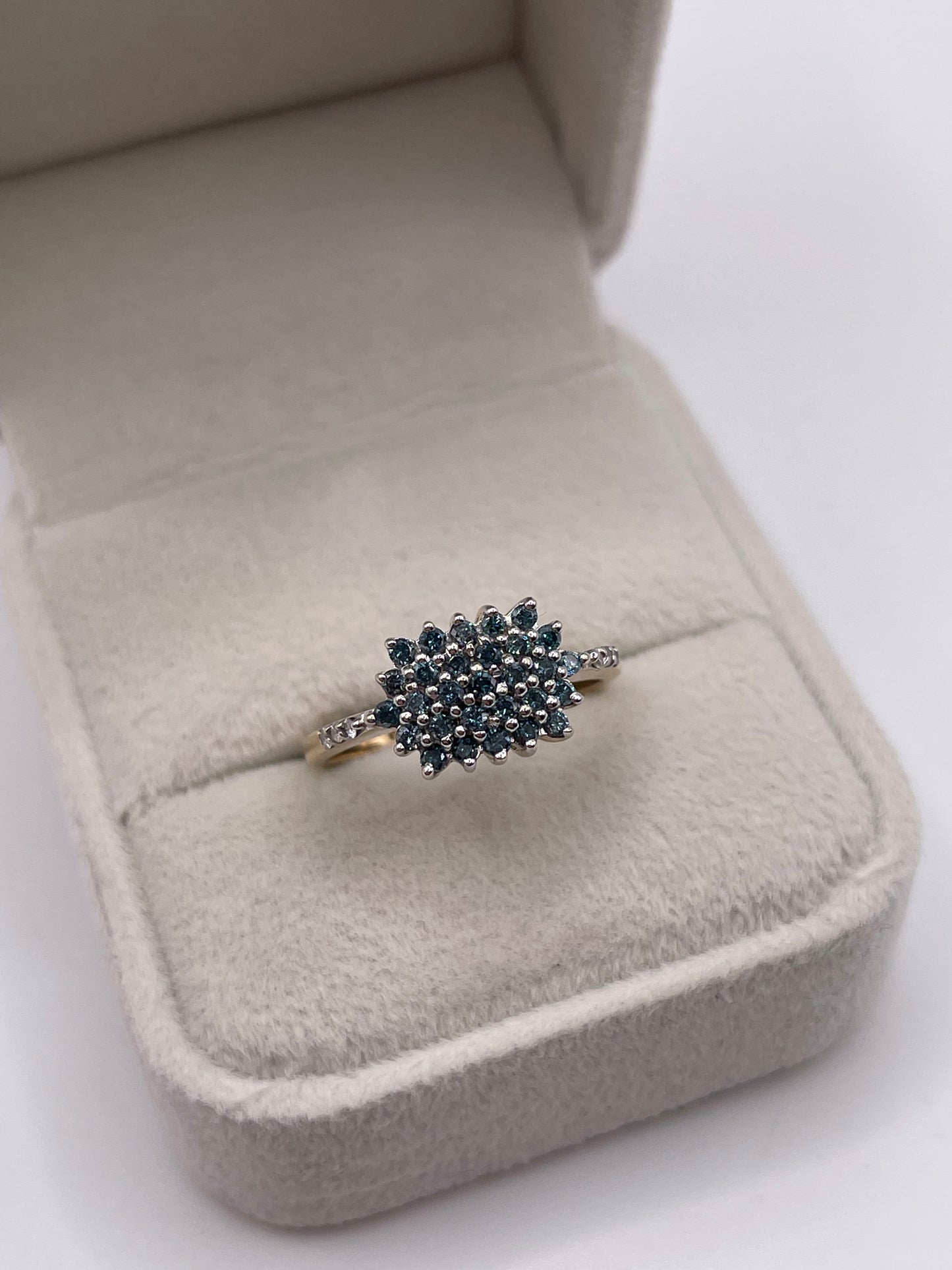 9ct gold 50 point diamond cluster ring