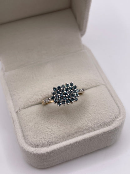 9ct gold 50 point diamond cluster ring