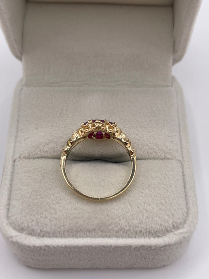 9ct gold ruby cluster ring