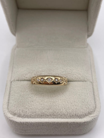 9ct gold pearl and diamond gypsy ring