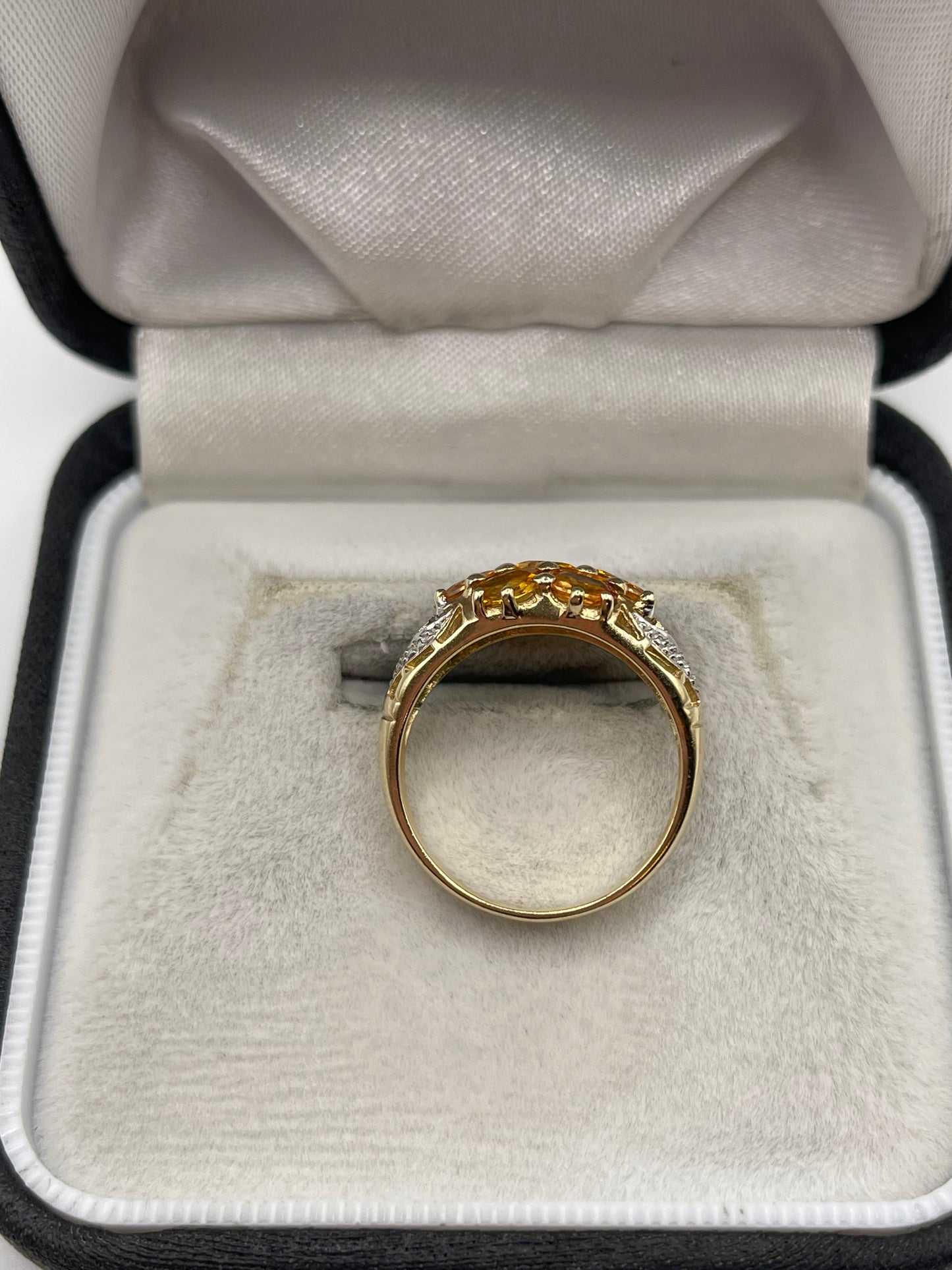 9ct gold orange sapphire and diamond ring