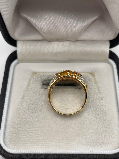 9ct gold orange sapphire and diamond ring