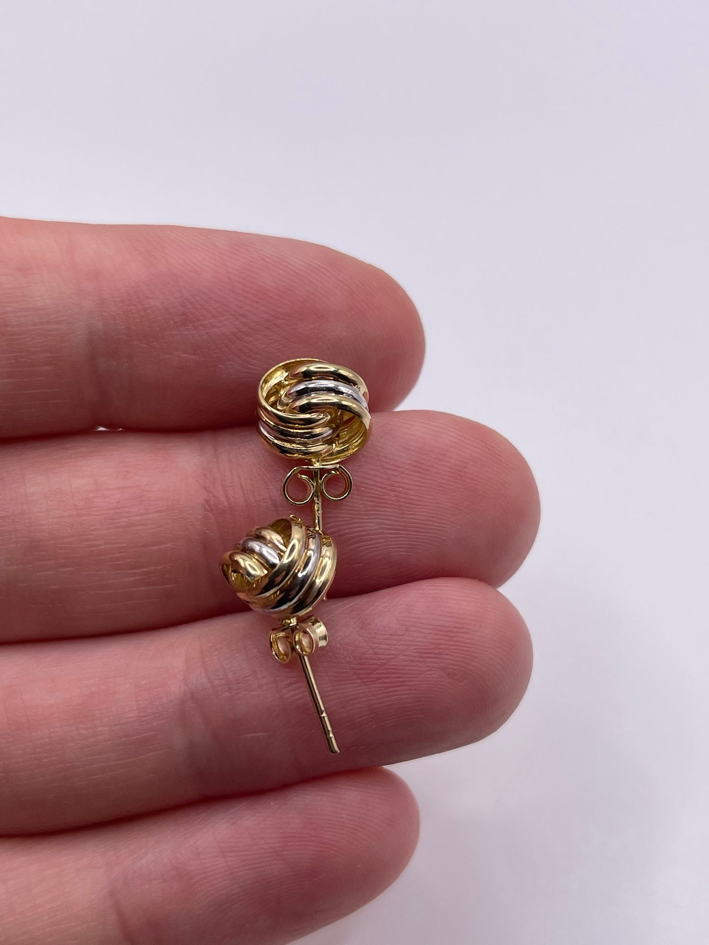 9ct two tone gold knot earrings