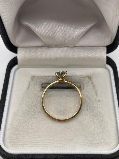9ct gold blue zircon ring