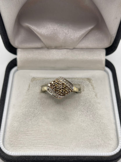 9ct gold diamond cluster ring