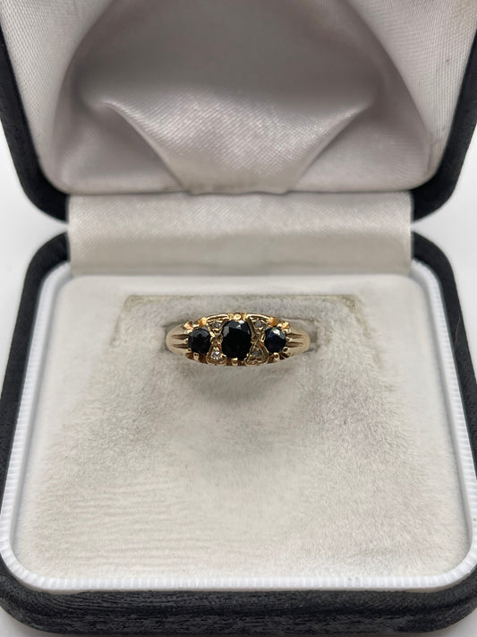 9ct gold sapphire and diamond ring