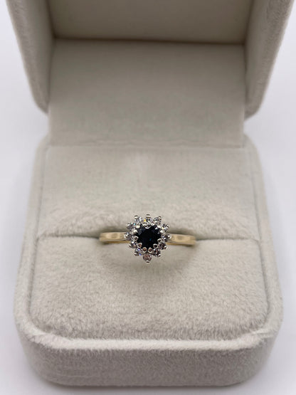 9ct gold sapphire and diamond ring
