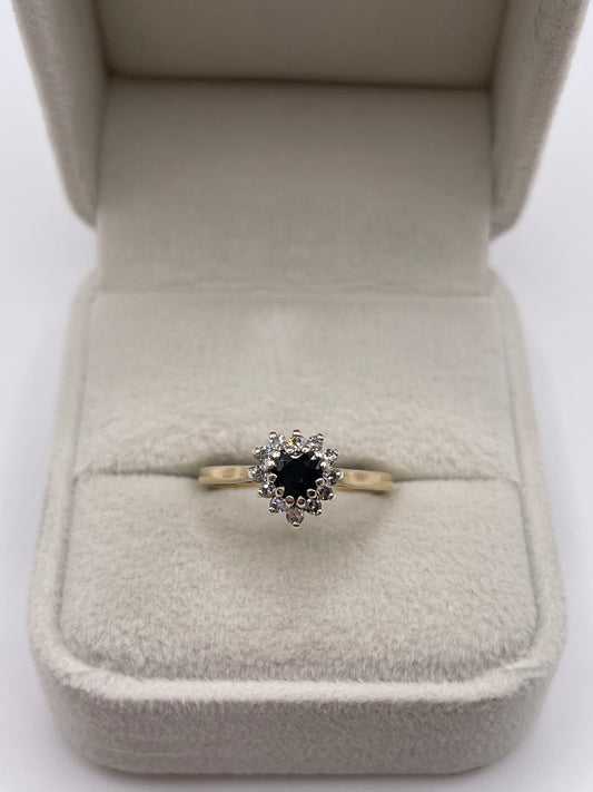 9ct gold sapphire and diamond ring