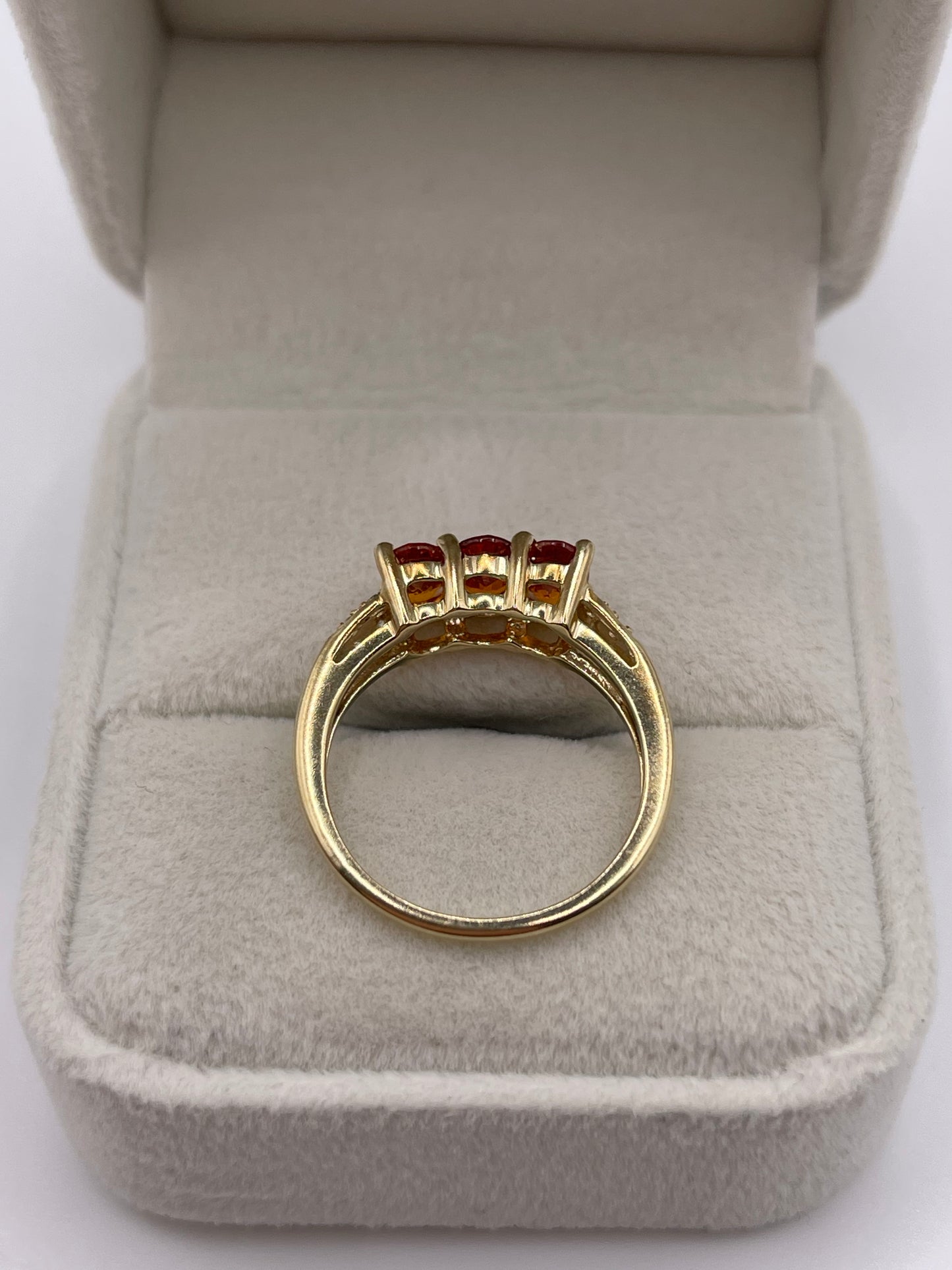 9ct gold orange sapphire and zircon ring