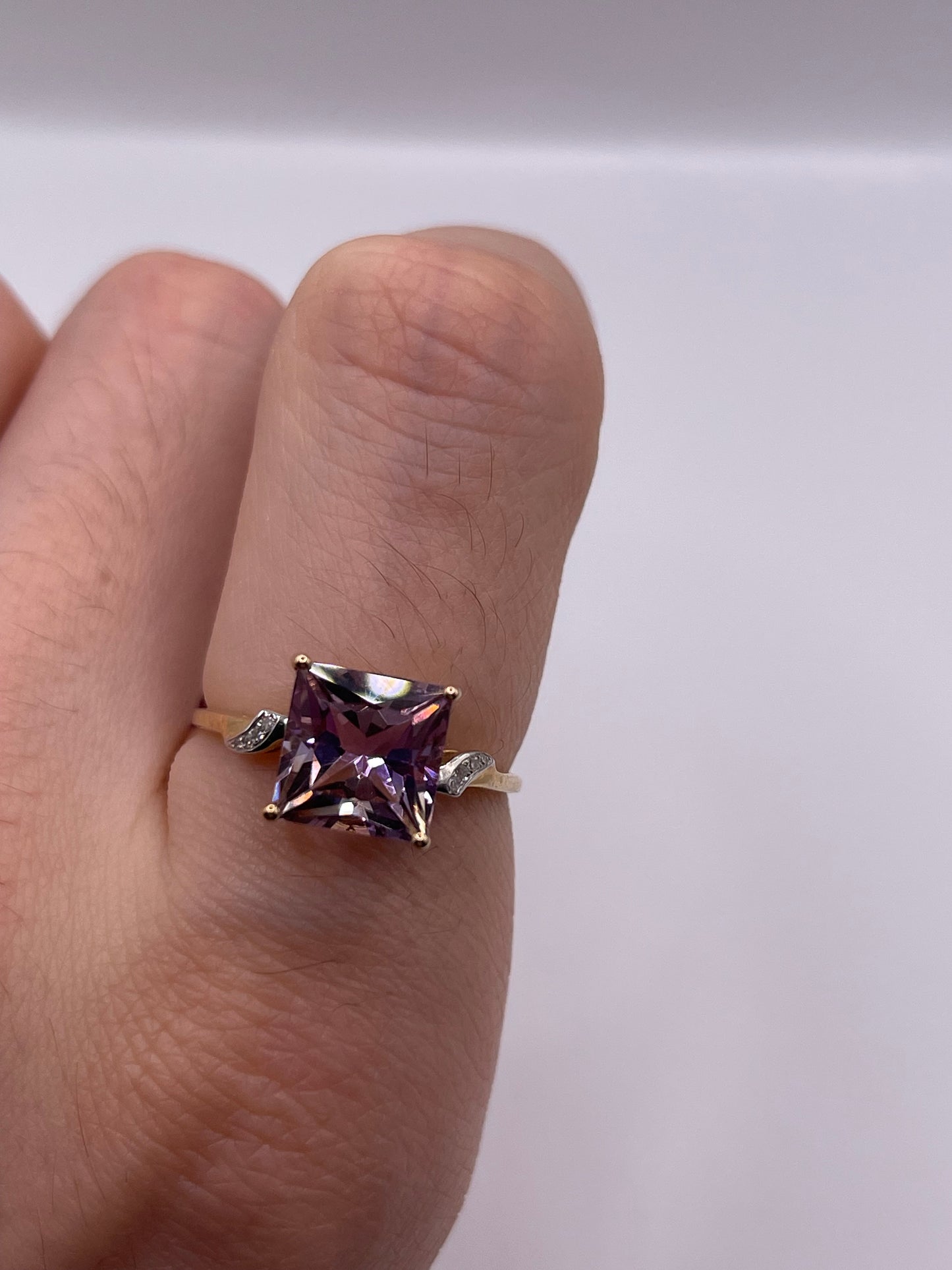 9ct gokd ametrine and diamond ring