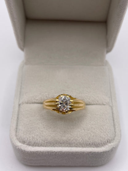 18ct gold 1ct old cut diamond gypsy ring