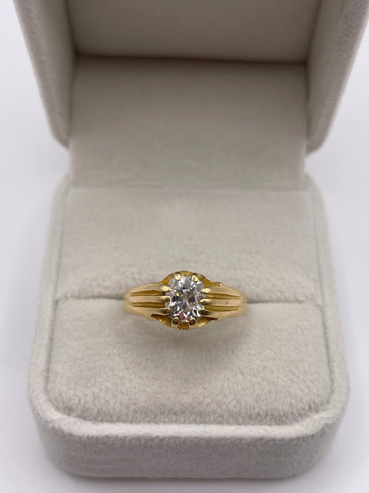 18ct gold 1ct old cut diamond gypsy ring