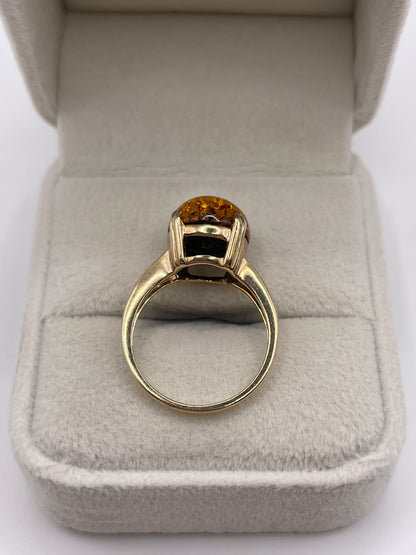 9ct gold amber ring