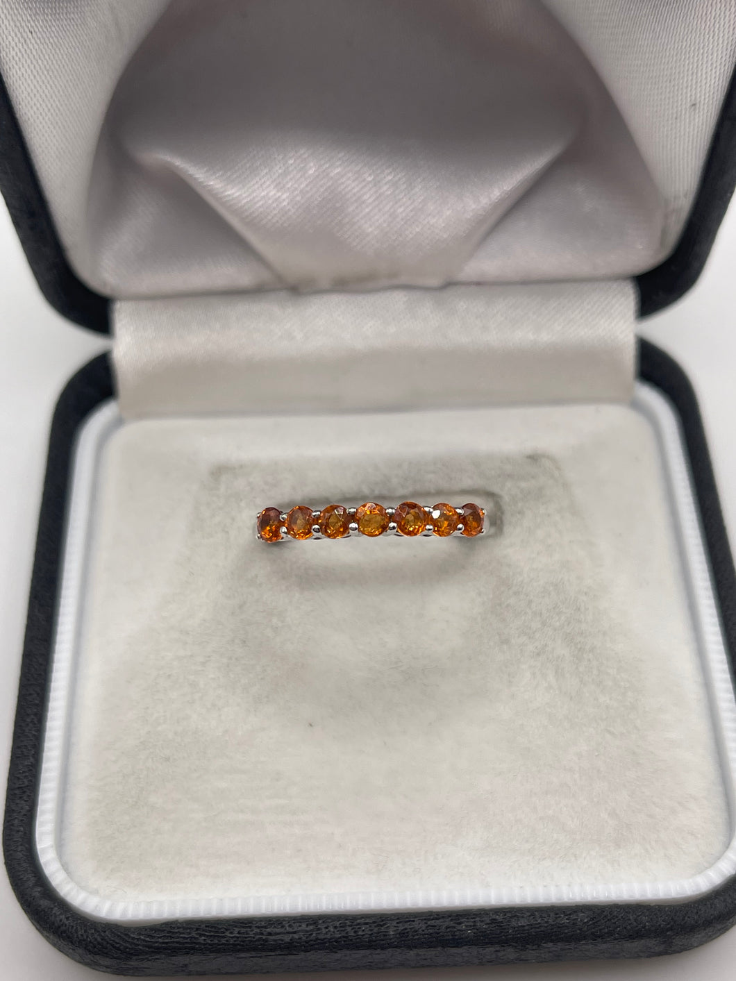 9ct white gold fire opal ring