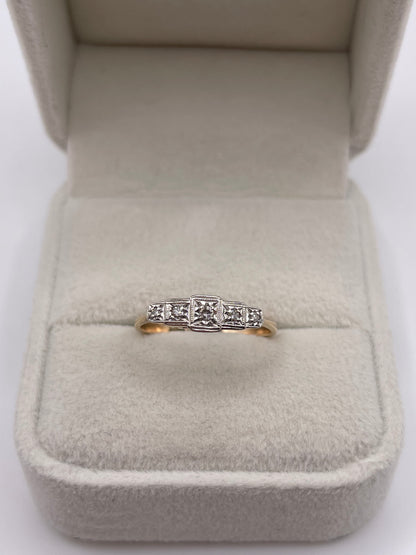 9ct gold platinum diamond ring
