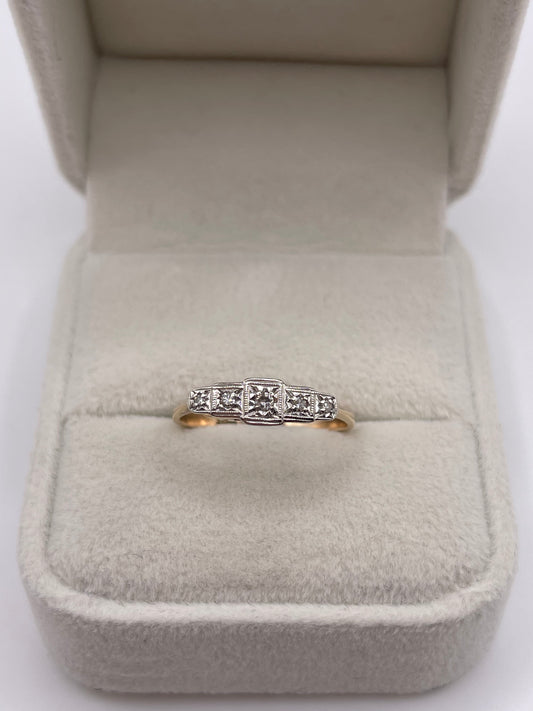 9ct gold platinum diamond ring