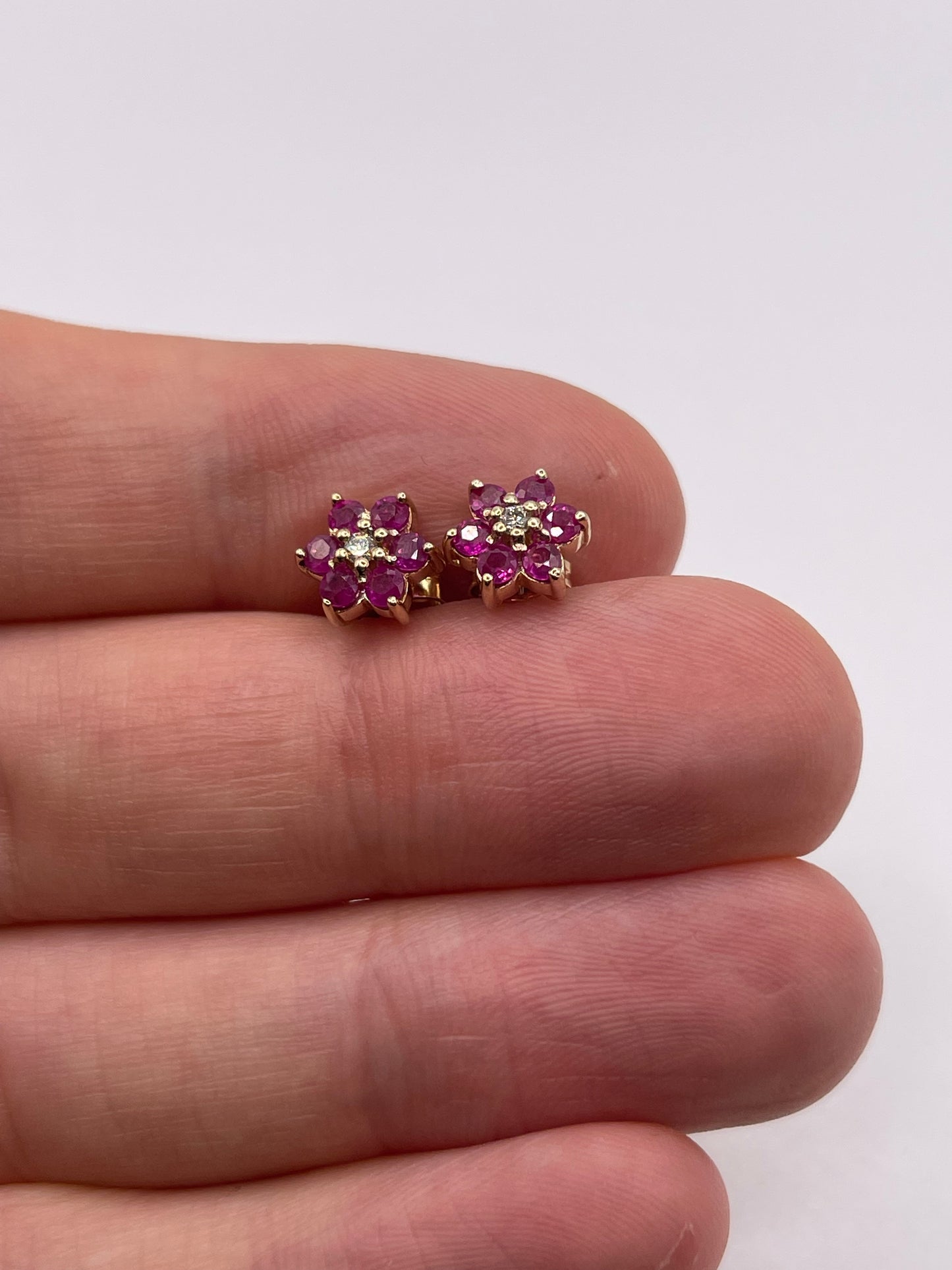 9ct gold ruby and diamond earrings