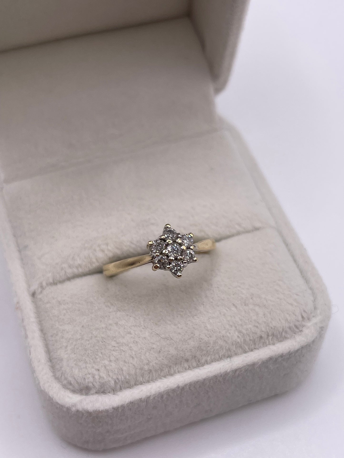 9ct gold 33 point diamond cluster ring
