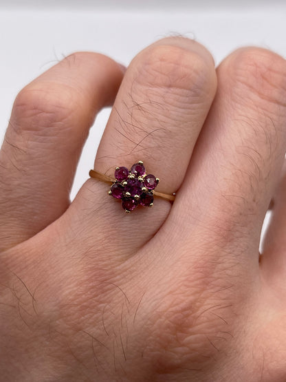 9ct gold ruby cluster ring