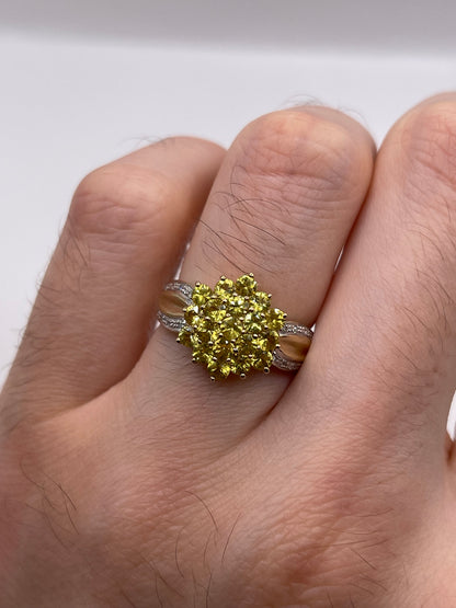 9ct gold lemon quartz and diamond ring