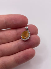 Load image into Gallery viewer, 9ct white gold fire opal and zircon pendant
