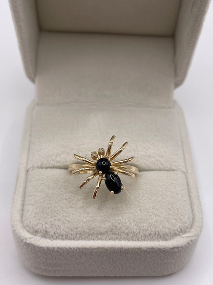9ct gold onyx and diamond spider ring