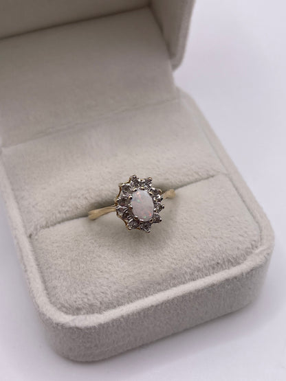 9ct gold opal and diamond ring