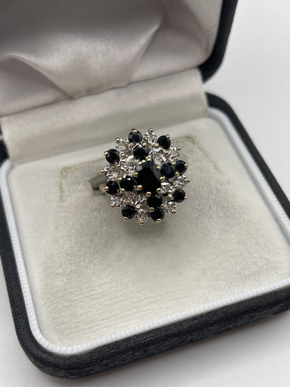 9ct gold sapphire and diamond ring