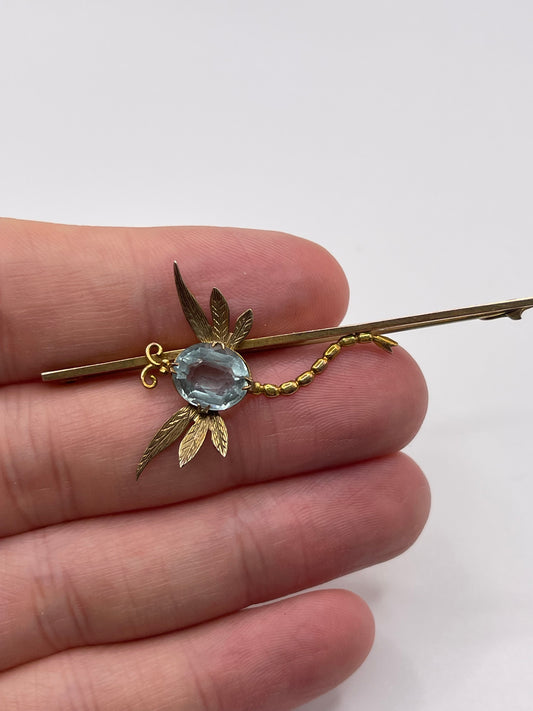 9ct gold synthetic spinel dragonfly brooch