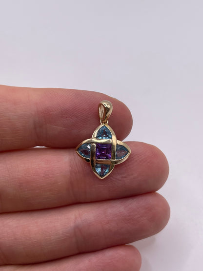 9ct gold amethyst and topaz pendant