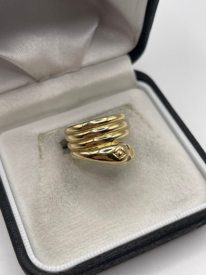 9ct gold diamond snake ring