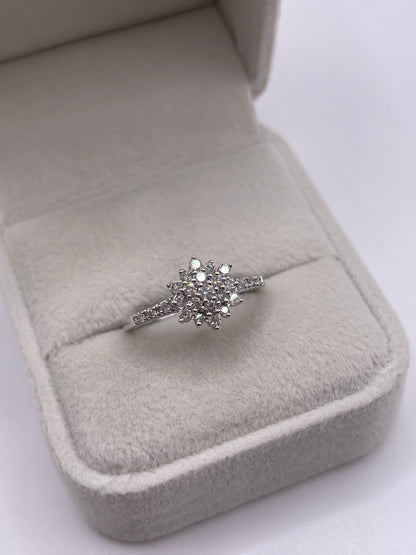 9ct white gold diamond cluster ring