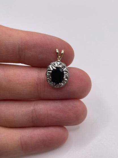 9ct gold sapphire and diamond pendant