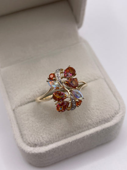 9ct gold topaz and diamond ring